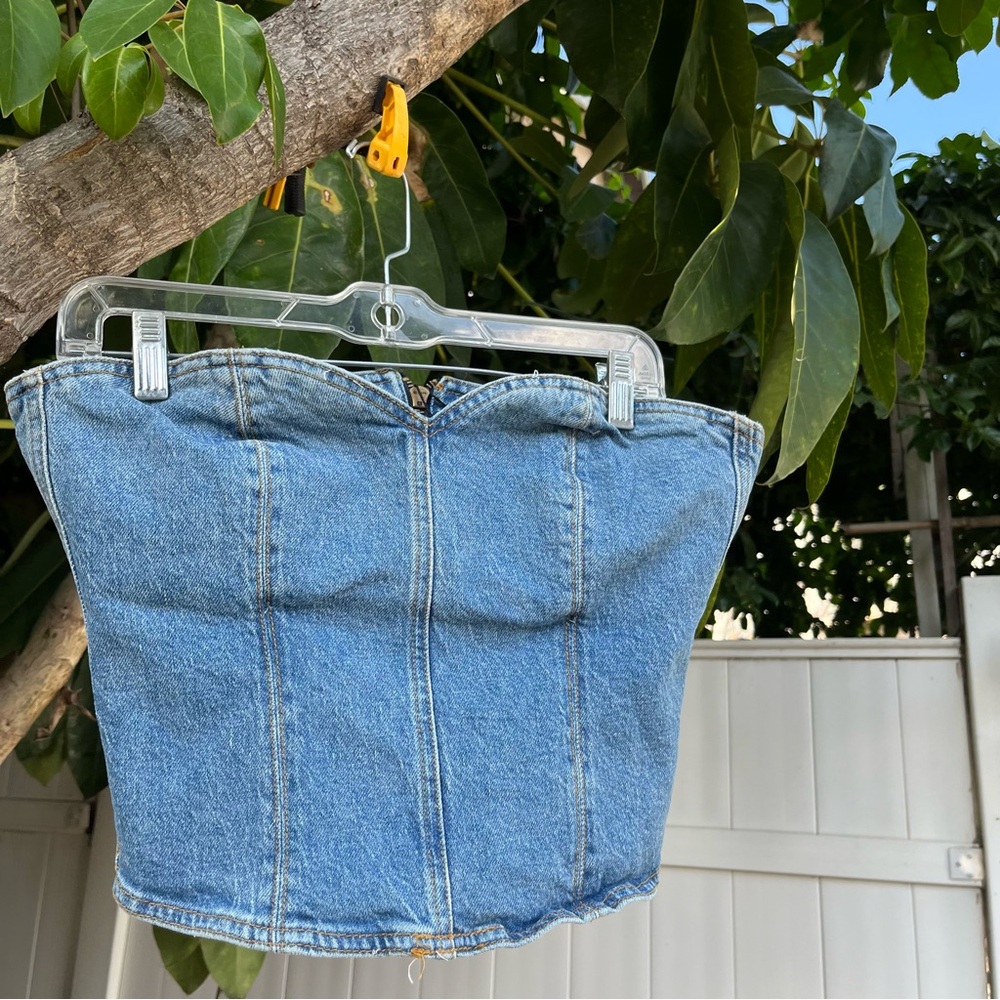 NWT Zara The Sculpted Denim Bodice Corset Top. - Picture 3 of 12